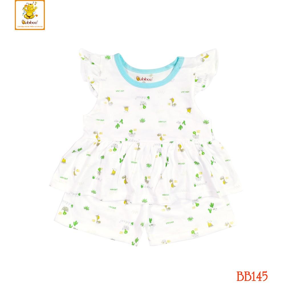 Bộ cotton bé gái cánh tiên in hình đáng yêu BABIBOO – BB145