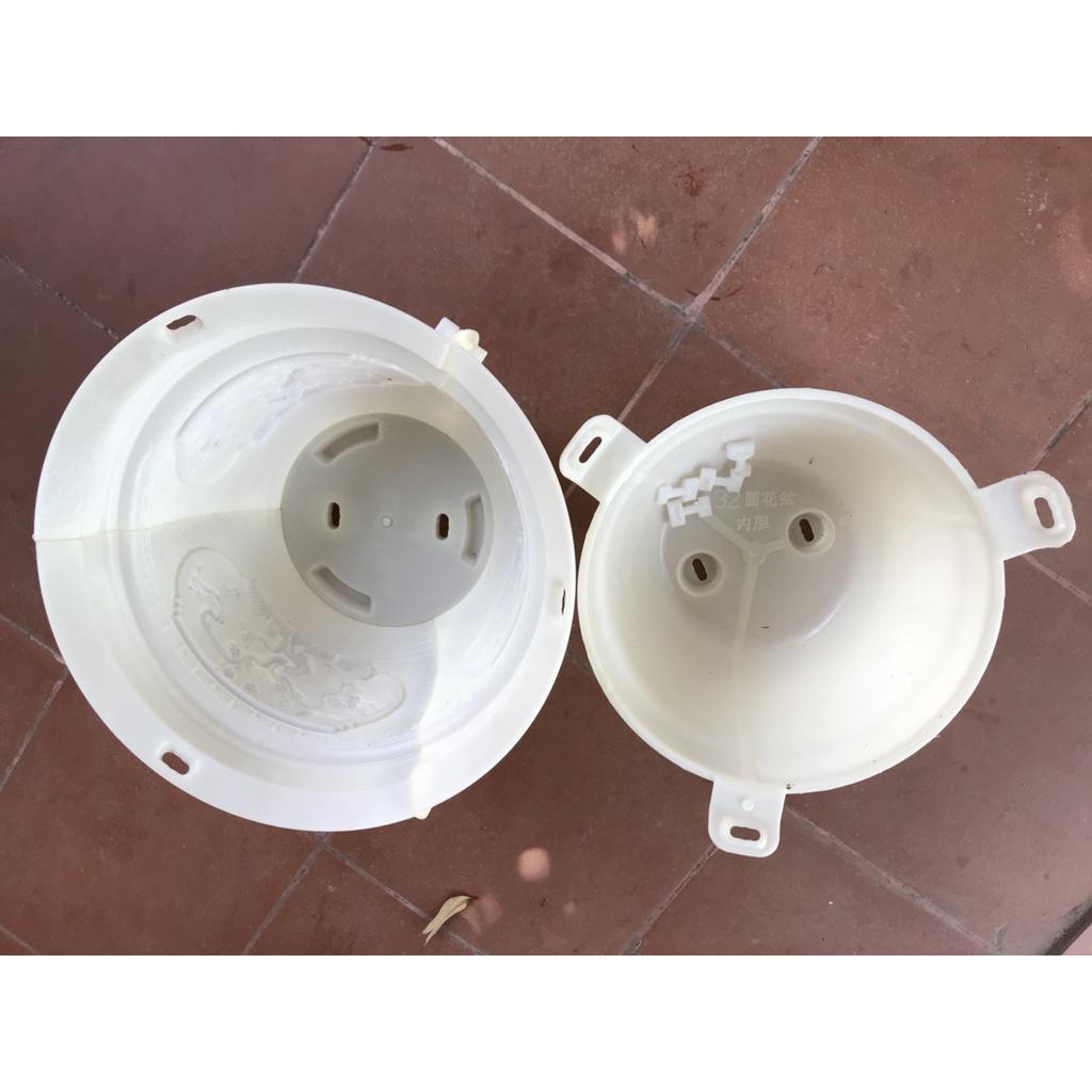 Khuôn Chậu Tròn Rộng 32 Cm Cao 21 Cm Mẫu Tùng Hoặc Mai Nhựa Abs