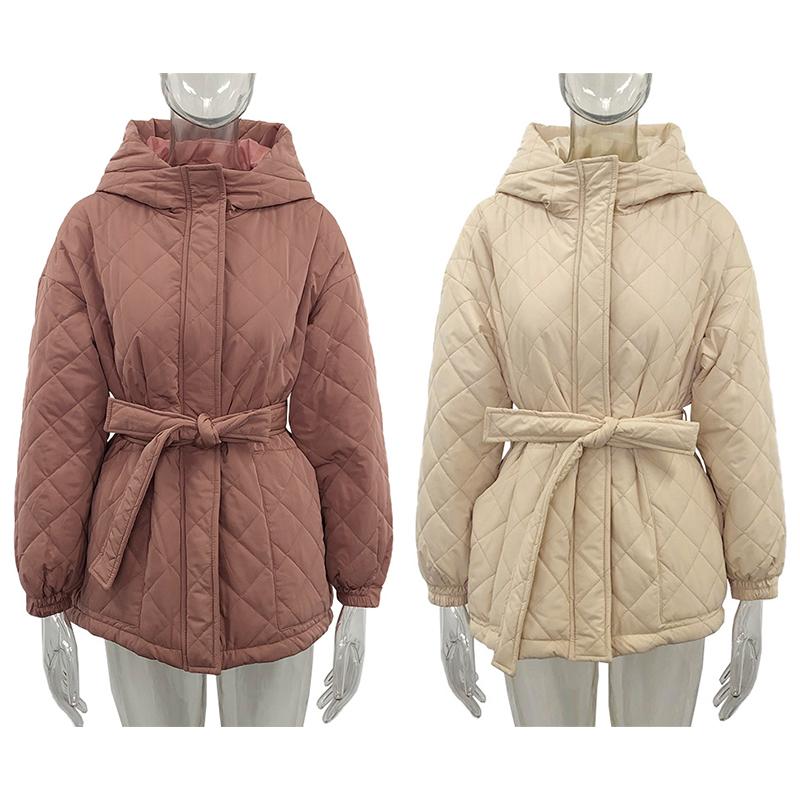 CP Dáng Rộng Arygle Trùm Đầu Parkas Nữ Thời Trang Chắc Chắn Dày Ngắn Áo Khoác Nữ Thanh Lịch Phối Dây Cotton Áo Khoác Nữ Nữ