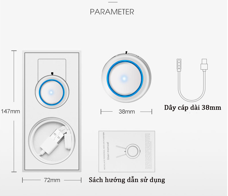 Máy lọc khí phát ion âm cầm tay