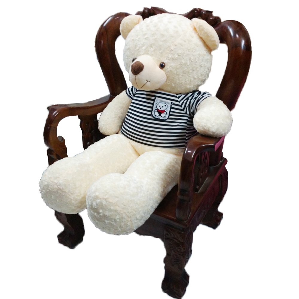 Gấu bông Teddy cao cấp áo thun màu trắng khổ 1m4