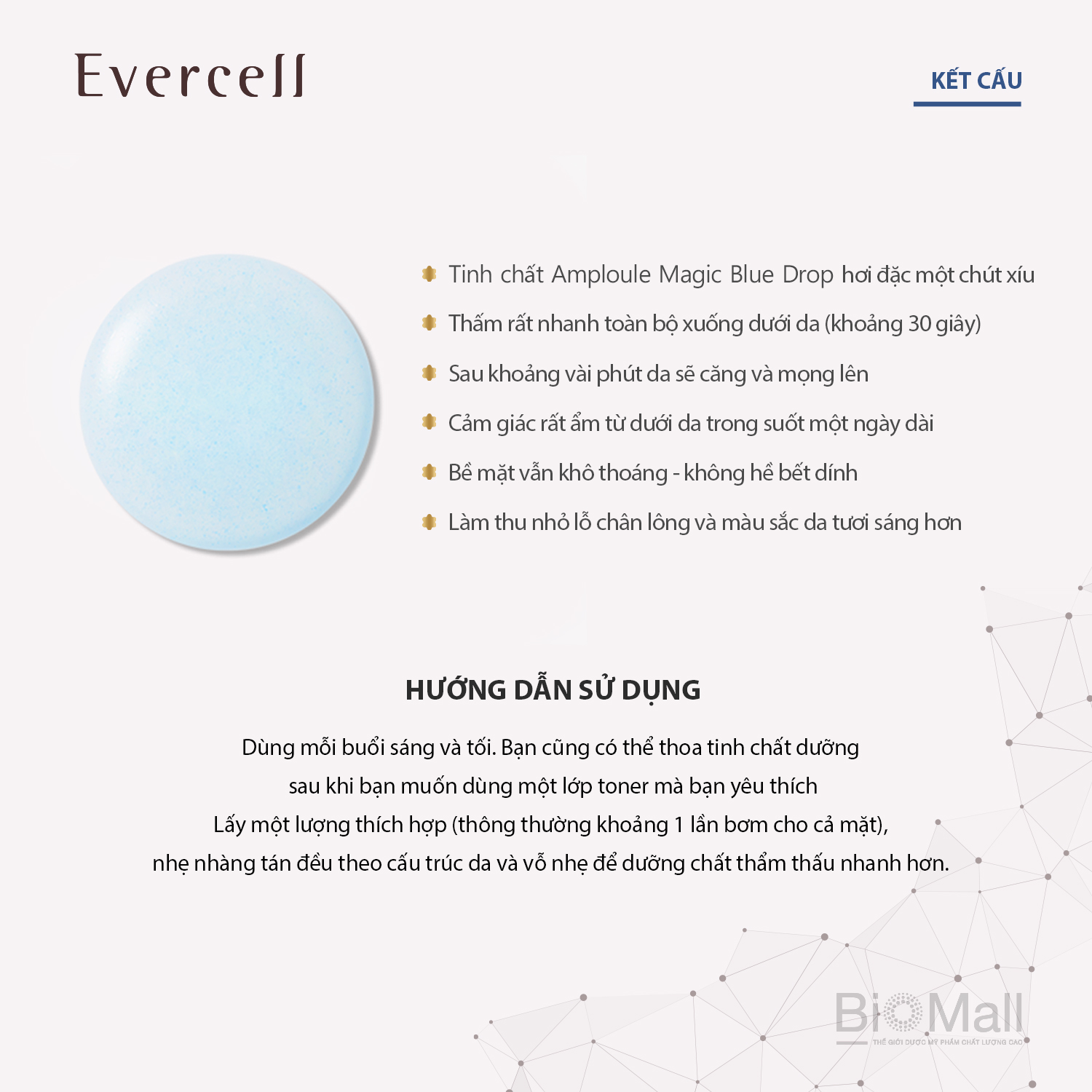 Ampoule năng lượng biển Siêu dưỡng ẩm thần kỳ Tế bào gốc EVERCELL Magic Blue Drop 4chaix10ml 