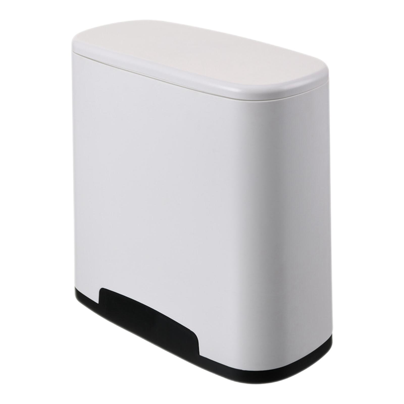 Narrow Trash Can Garbage Container Dustbin Bucket with Bag Storage Groove Trash