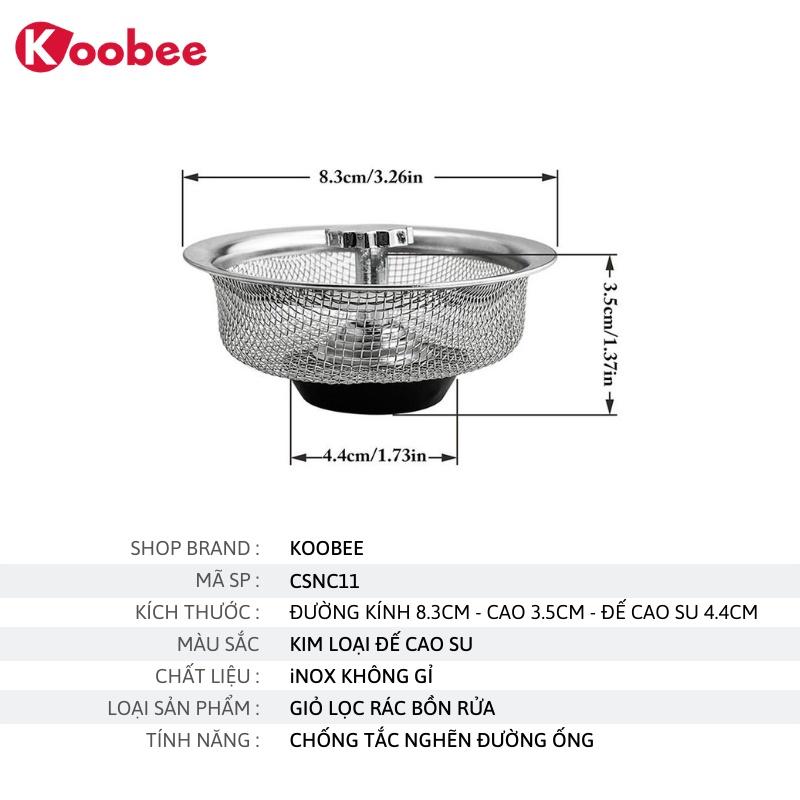 Giỏ lọc rác bồn rửa chén cao cấp chất liệu Inox - Tấm lưới lọc bồn rửa bát KooBee (CSNC11)