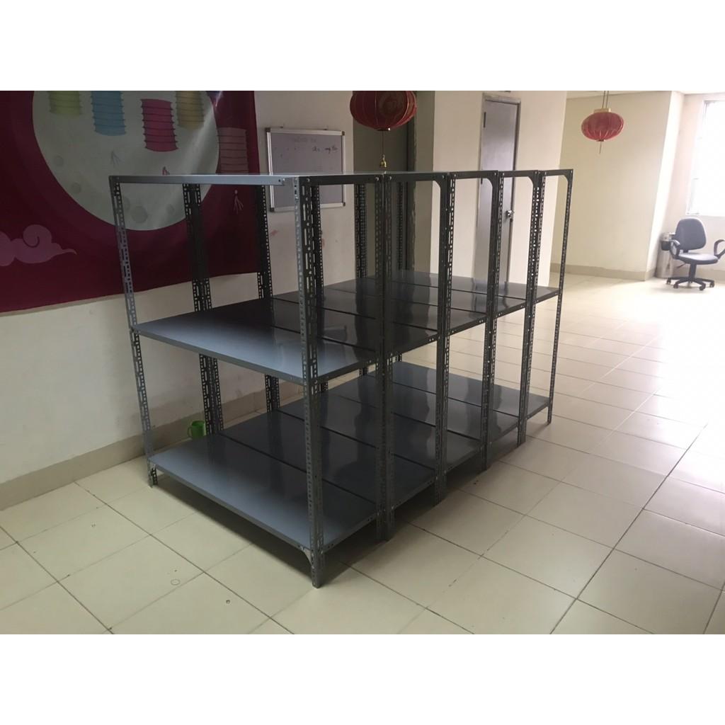 Kệ sắt V lỗ đa năng 3 tầng KT : dài 1m, rộng 0,4m, cao 1m