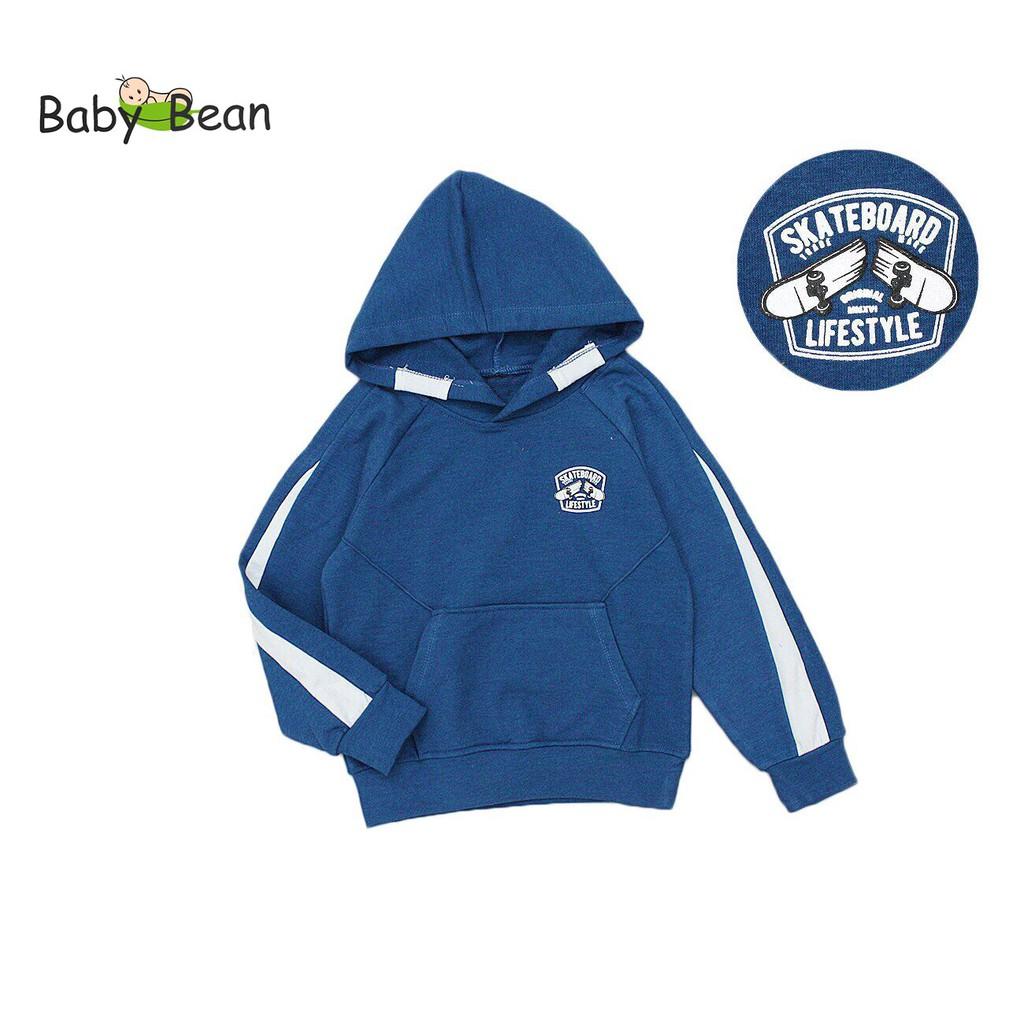 Áo Hoodie Nỉ Tay Dài Trùm Đầu in Chữ bé trai BabyBean