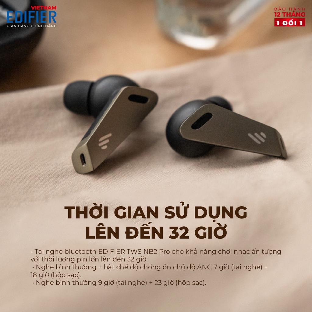 Tai nghe Bluetooth 5.0 EDIFIER TWS NB2 Pro - Thời lượng pin 32 giờ - Chồng ồn ANC - Âm thanh Stereo Chống nước IP54 - Hàng chính hãng