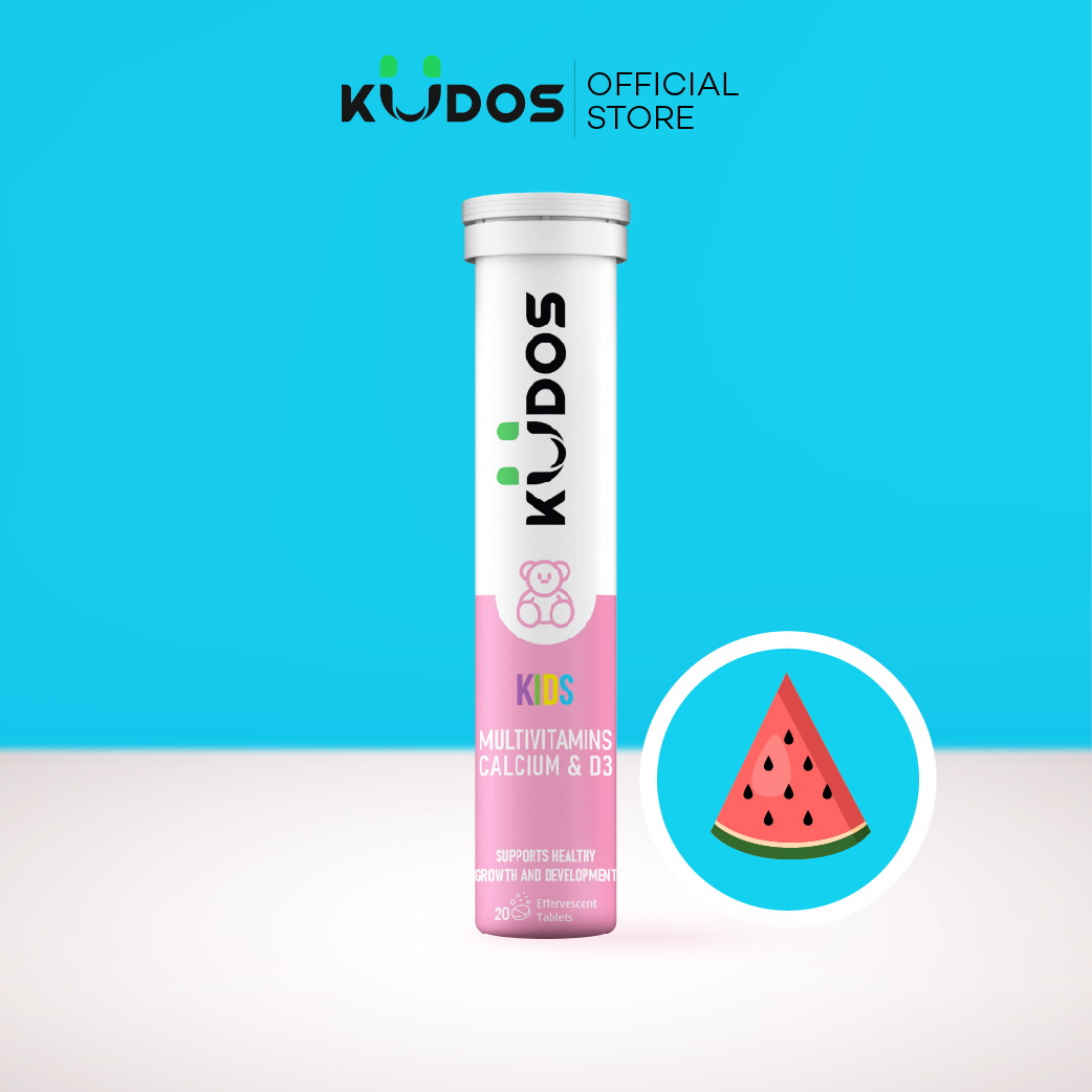 Viên sủi Vitamin tổng hợp Canxi và D3 KUDOS KIDS giúp bé cao lớn, khỏe mạnh hương Dưa hấu thơm ngon