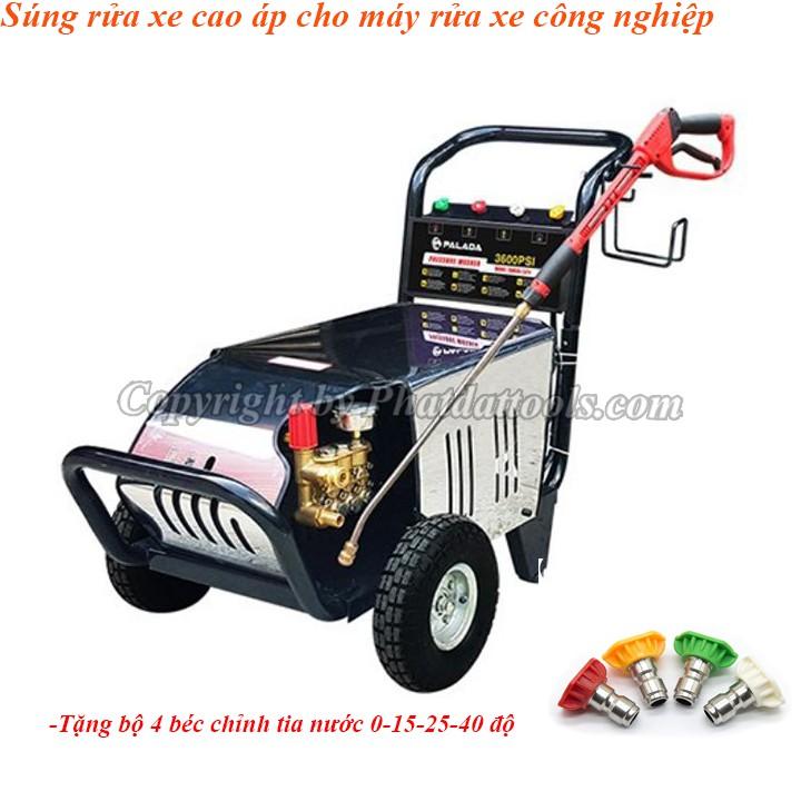 Súng xịt rửa xe cao áp chuyên dụng cho máy rửa xe công nghiệp-Kèm 4 đầu béc chỉnh tia cao cấp-Hàng xịn chính hãng