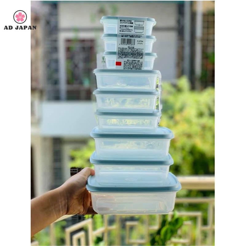 Hộp đựng thực phẩm tủ lạnh, dùng được trong lò vi sóng nắp nhựa dẻo Fitin Pack màu xanh mint hàng nội địa Nhật Bản AD20