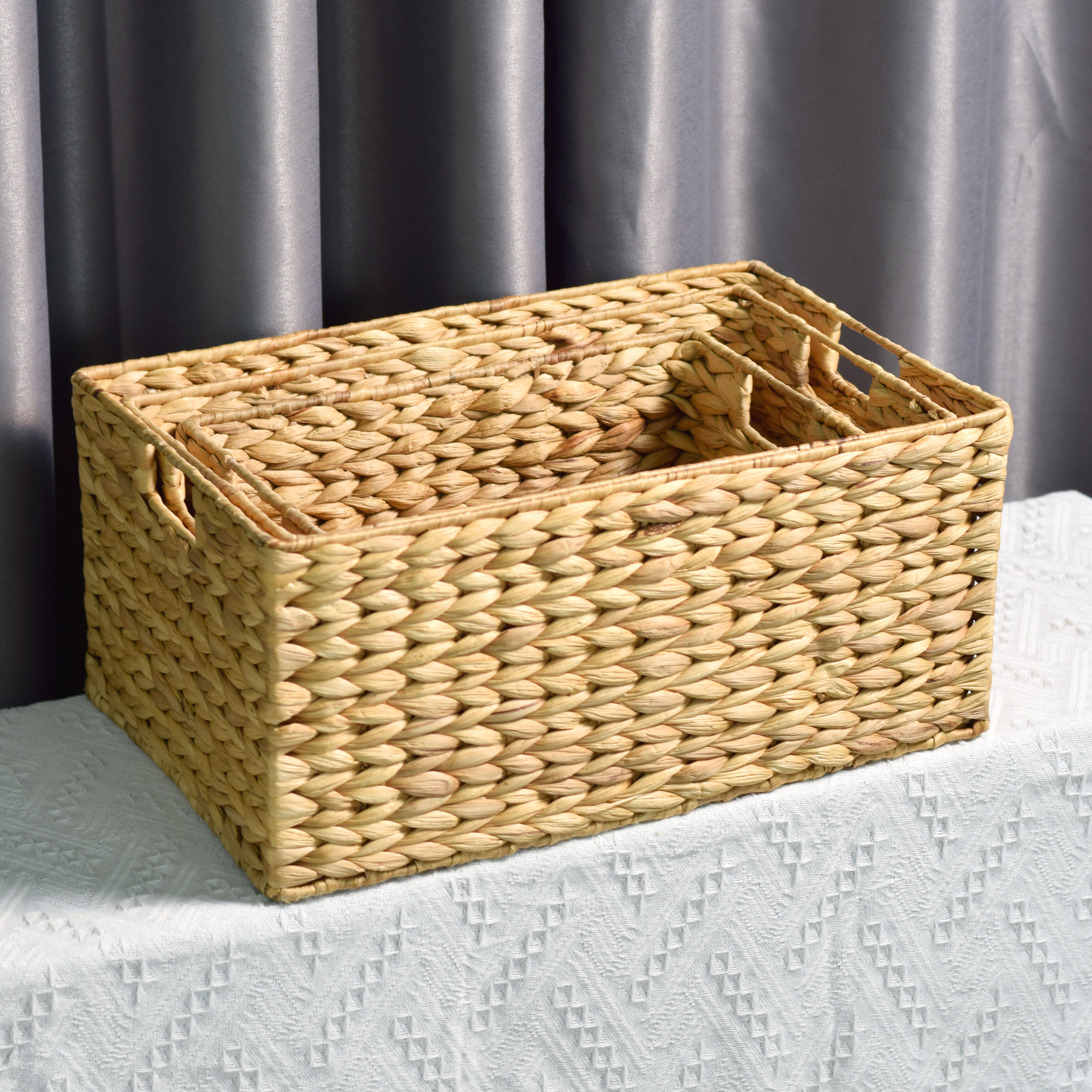 Lubihandicraft - Sọt đựng đồ lục bình hình chữ nhật bộ 3 - set basic