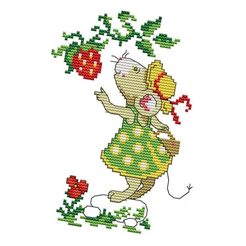 Little Rat Stamped Cross Stitch Kits DIY Embroidery for Home Decor Gift 14CT