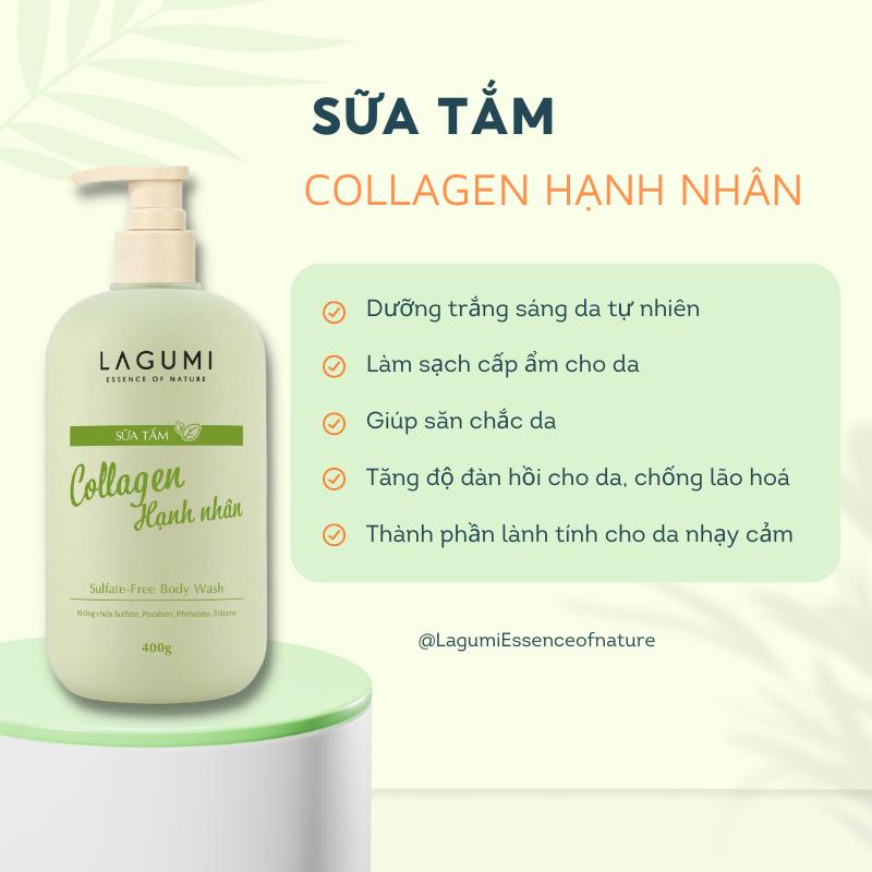 Sữa tắm dưỡng ẩm collagen hạnh nhân LAGUMI 400gr