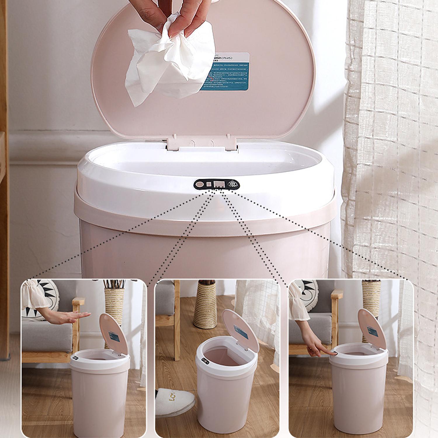 Thùng rác cảm ứng Knock, Thùng rác tự động Cảm biến chuyển động hồng ngoại có nắp đậy cho nhà bếp dung tích 12L