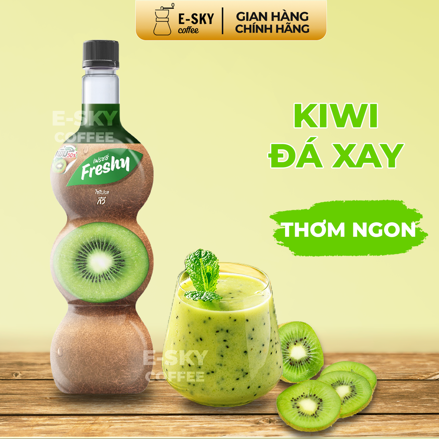 Siro Kiwi Freshy Kiwi Syrup Nguyên Liệu Pha Chế Trà Sữa Chai 710ml