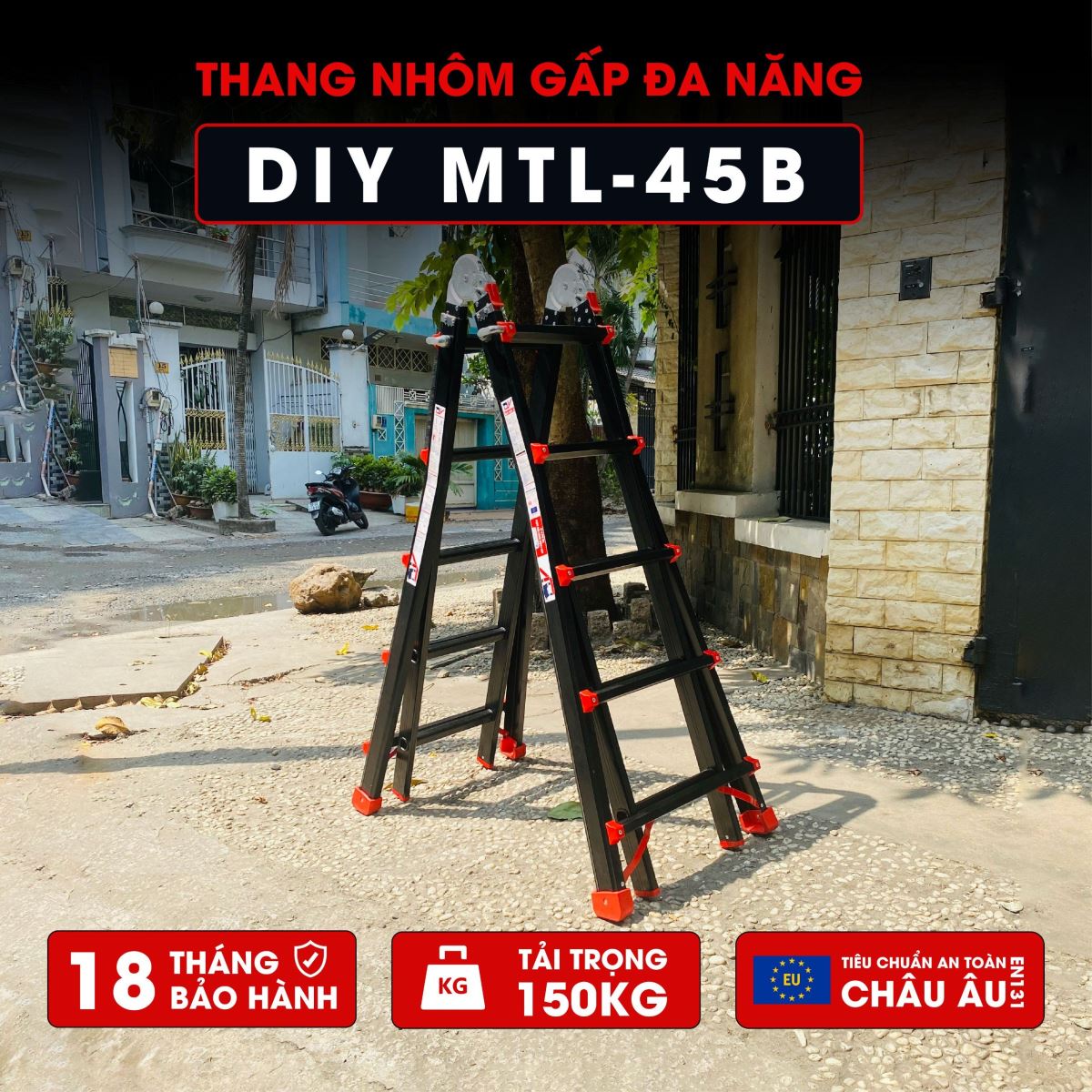 Thang Nhôm Gấp Đa Năng DIY MTL-45B chiều cao sử dụng tối đa chữ A 2.46M chữ I 5.12M