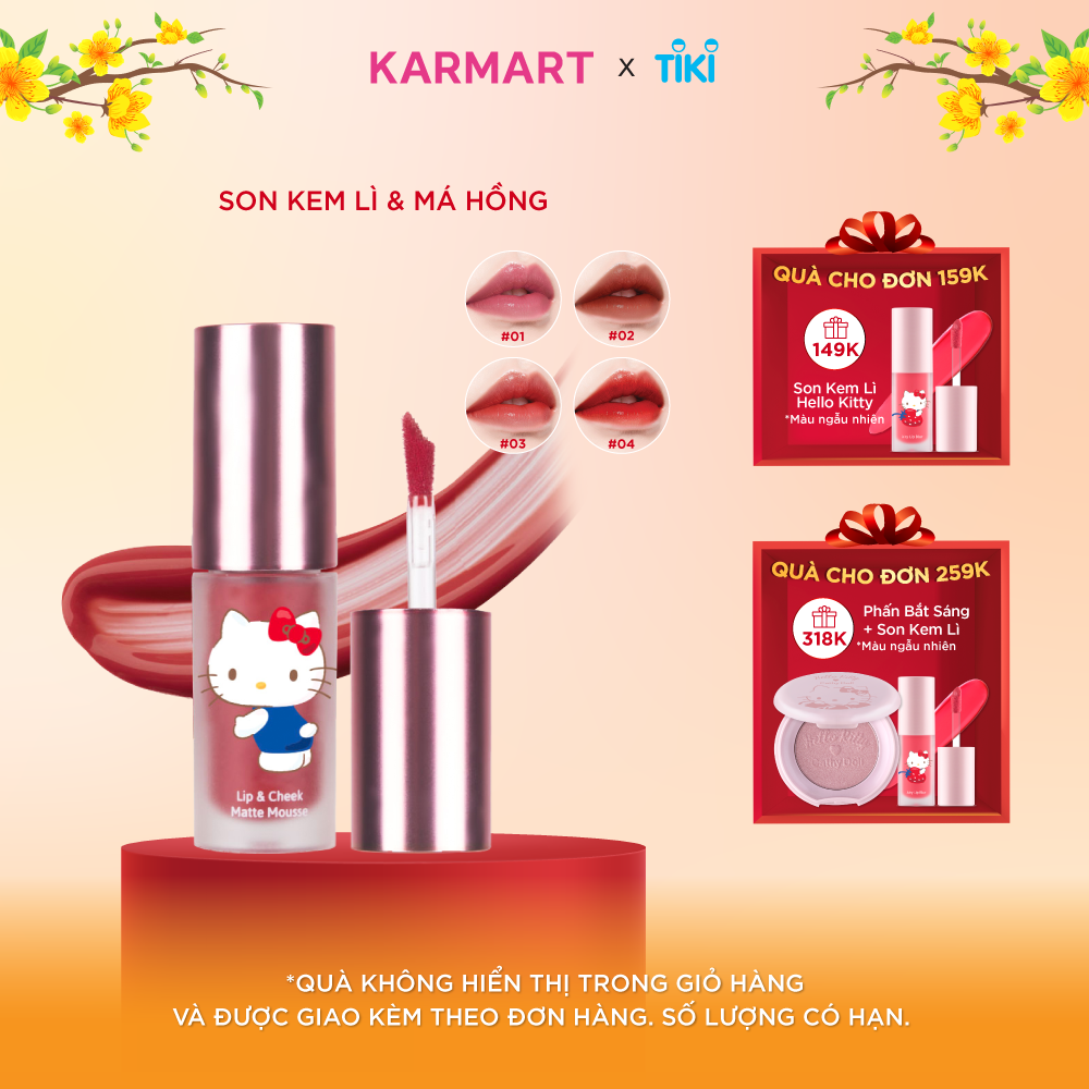 Son kem lì và má hồng Hello Kitty Cathy Doll Lip &amp; Cheek Matte Mousse 4g