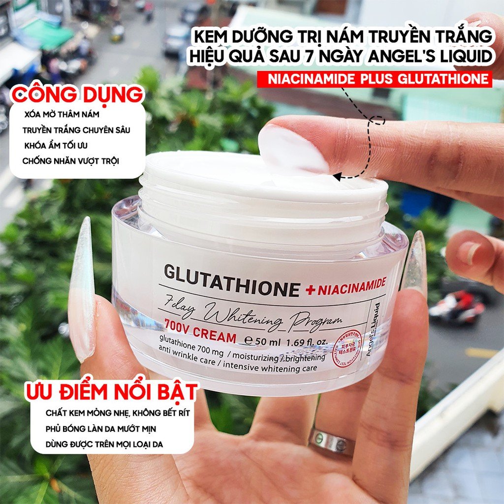 Kem Dưỡng Hỗ Trợ Giảm Thâm Nám Angel's Liquid Glutathione + Niacinamide 7Day Whitening Program 700 V-Cream