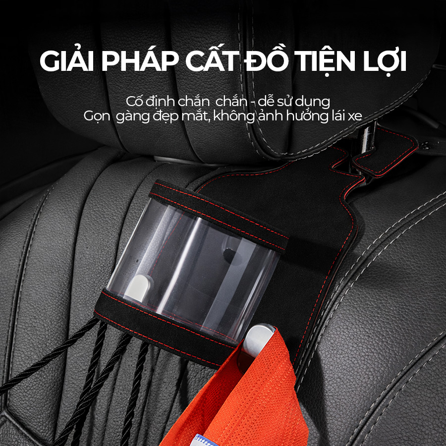 Móc Treo Đa Năng Có Hộc Đựng Ly Trên Ô Tô CIND BO-L021 Bằng Kim Loại Bọc Da Lộn Màu Đen Sang Trọng Cho Nội Thất Xe - Nhập Khẩu Chính Hãng