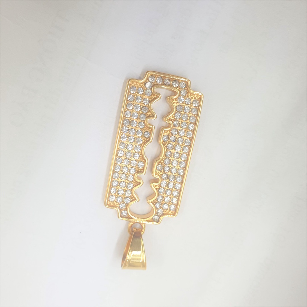 Mặt Dây Chuyền Mặt Lam Đính Xoàn Tượng Cao Cấp- Dùng lâu dài tắm rửa thoải mái