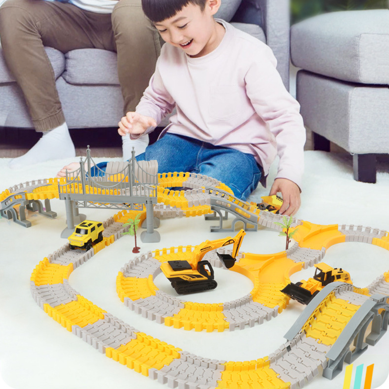 Đồ chơi trẻ em lắp ráp đường ray ô tô điện năm 2023
