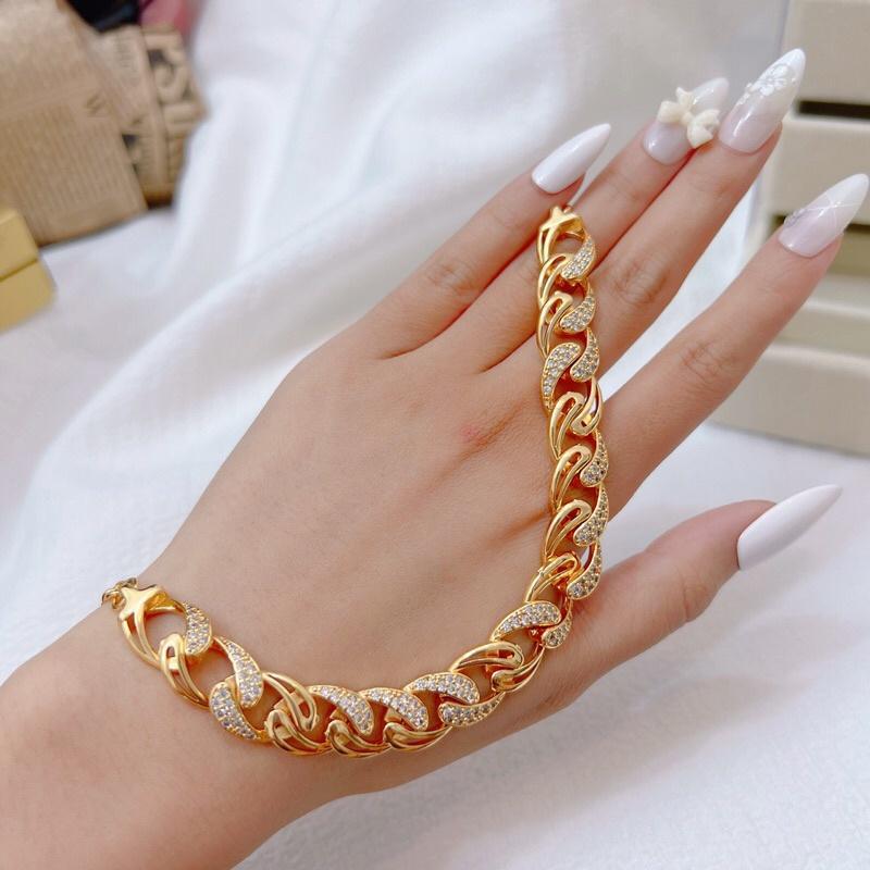 Lắc tay mắc xích xoàn siêu đẹp mạ vàng 18k