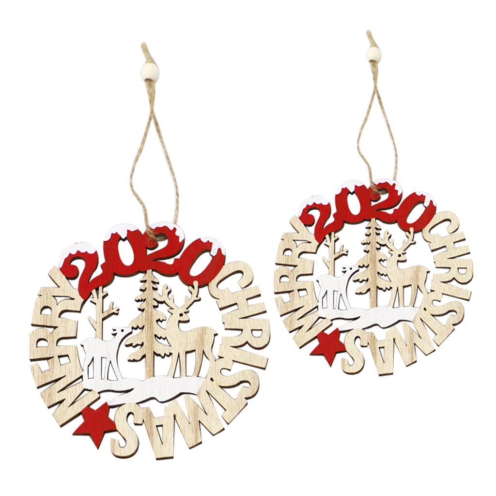 2020 Năm Mới Xmas Gỗ Mặt Dây Chuyền Cây Giáng Sinh Gỗ Thủ Công Giáng Sinh Trang Trí