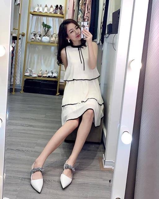 Đầm suông 3 tầng sát nách bầu bí bon chen