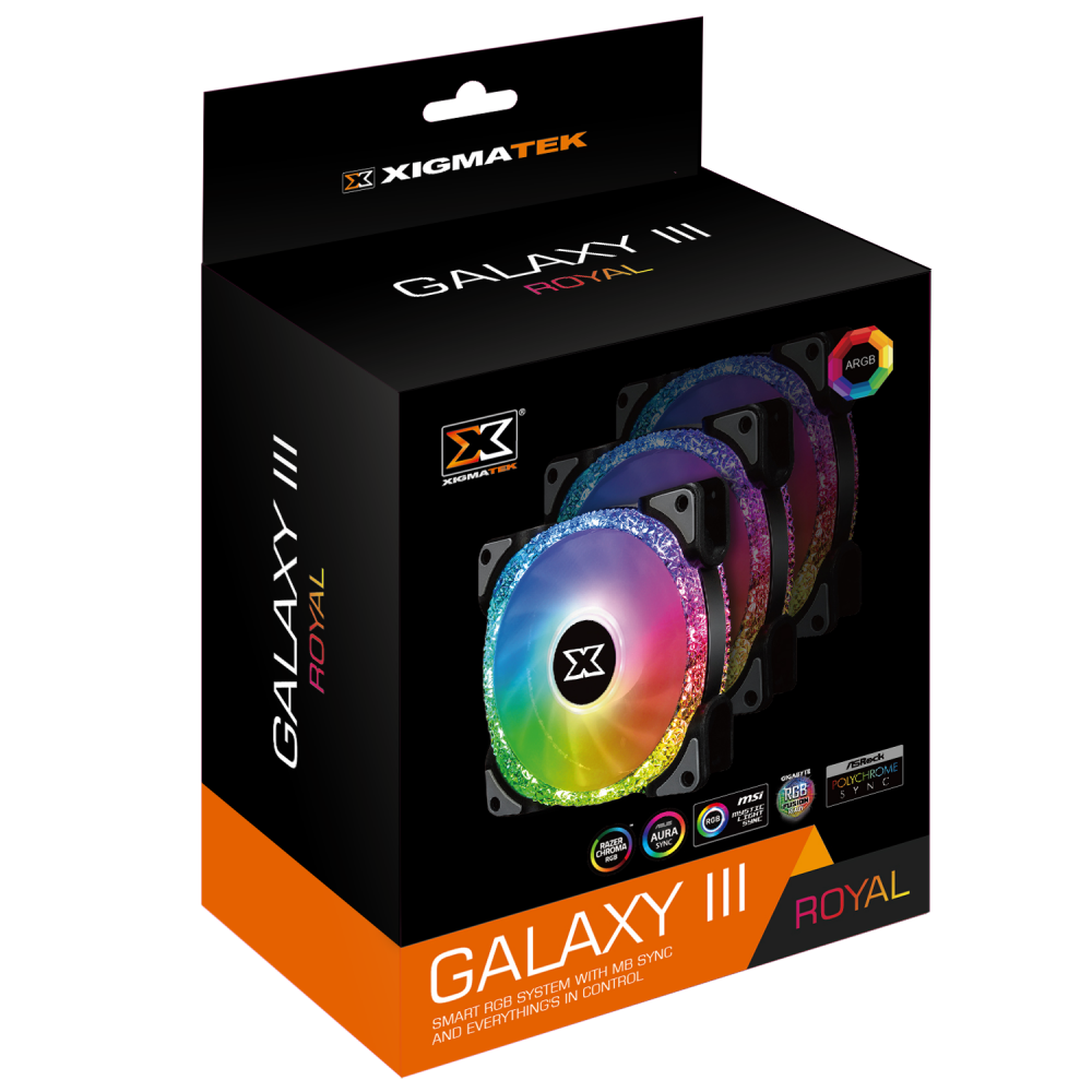 Quạt tản nhiệt Xigmatek Galaxy III ROYAL BR120 ARGB EN46119 (PACK x3 ) - Hàng Chính Hãng