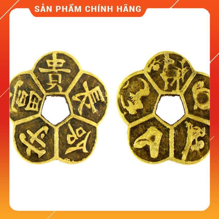 Đồng xu hoa mai 5 cánh- phụ kiện phong thủy, cầu tài lộc- brown 206570