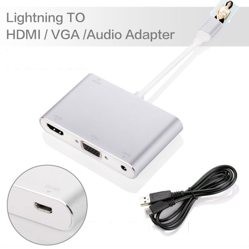 Cáp Chuyển Đổi Iphone/Ipad/Ipod Ra HDMI / VGA / USB /Lighting SeaSy, Chuyển Đổi Lighting Ra HDMI Full HD, Cổng VGA Full HD, Cổng USB, Cổng Sạc Lighting, Cổng Audio, Hình Ảnh Độ Nét Cao, Chất Liệu Nhôm Cao Cấp, Dùng Cho Iphone, Ipad, Ipod – Hàng Chính Hãng