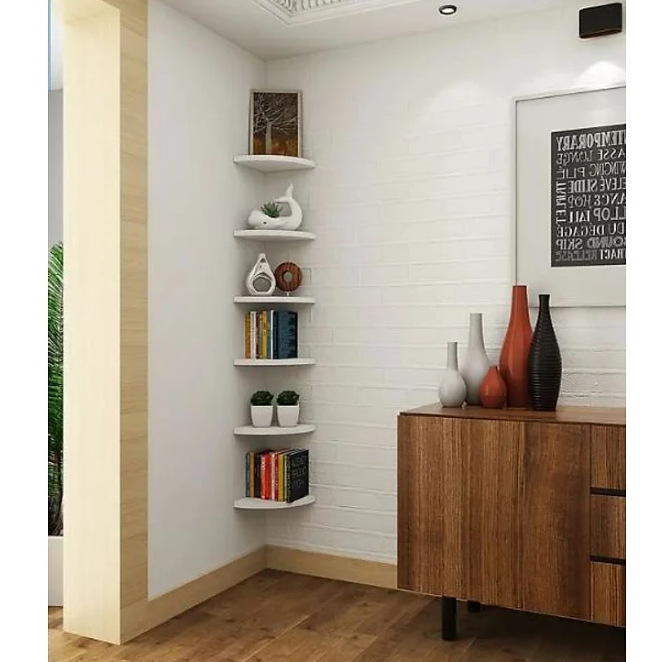 Bộ 3 Kệ Trang Trí Treo Góc Tường Tundo Hình Cung Tròn (Không Cần Khoan Tường) KT 28x 28x1.8cm