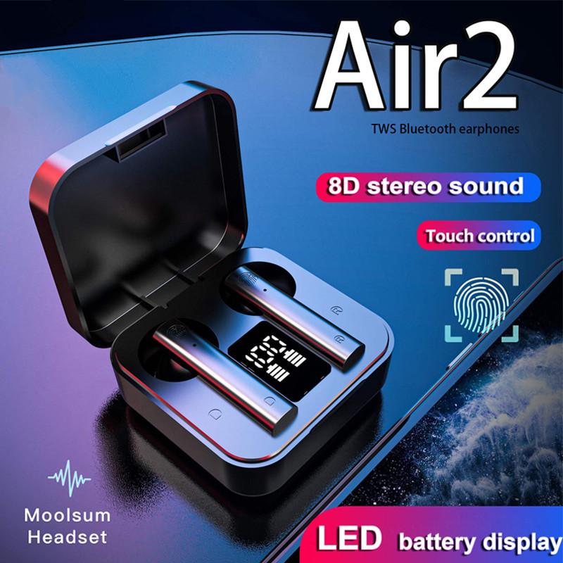 Không Dây Bluetooth Air 2S TWS Chạy Bộ Thể Thao Tai Nghe Màn Hình Hiển Thị LED Tai Nghe Nhét Tai Giảm Tiếng Ồn Hedsets Cho Thông Minh Xiaomi Phổ
