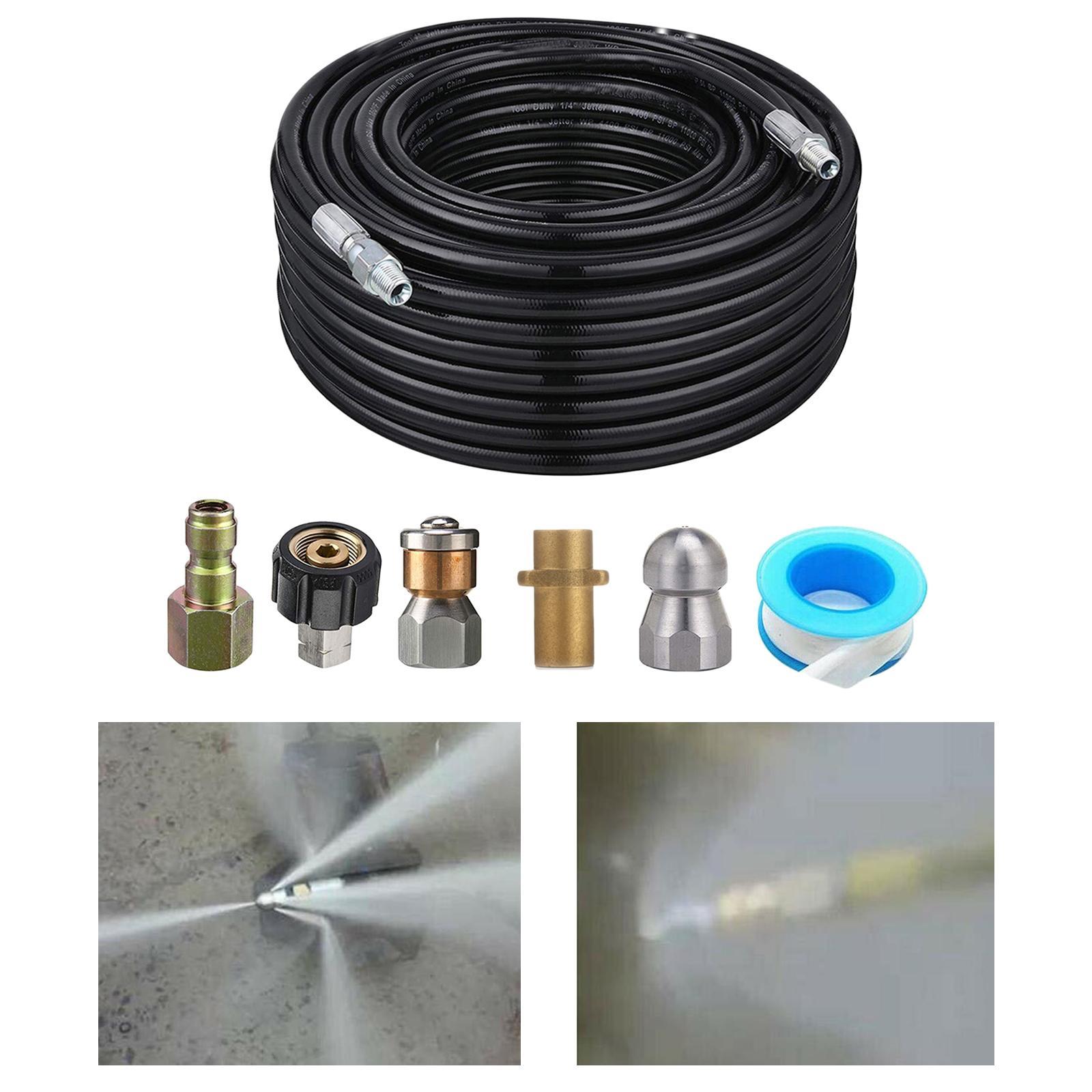 PRESSURE WASHER DRAIN SEWER PIPE CLEANING FLUSH JETTING HOSE NOZZLE