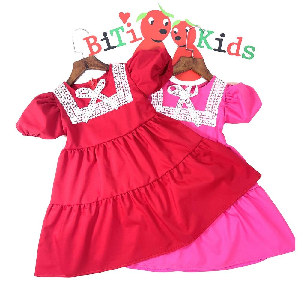 Váy trẻ em, đầm bé gái từ 0-8 (8-35kg) tuổi màu đỏ và hồng phối ren