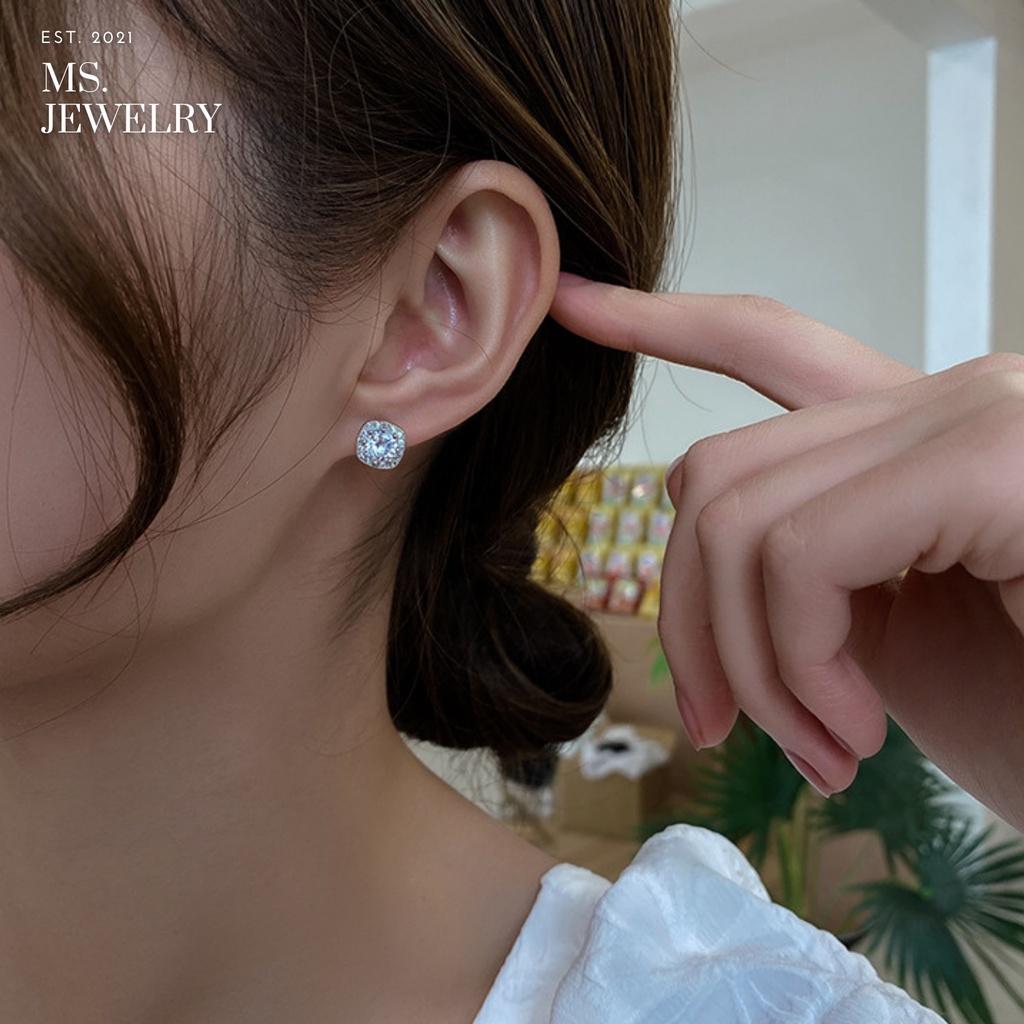 Khuyên Tai Bạc S925 Đá Cubic Zirconia size đá 5mm