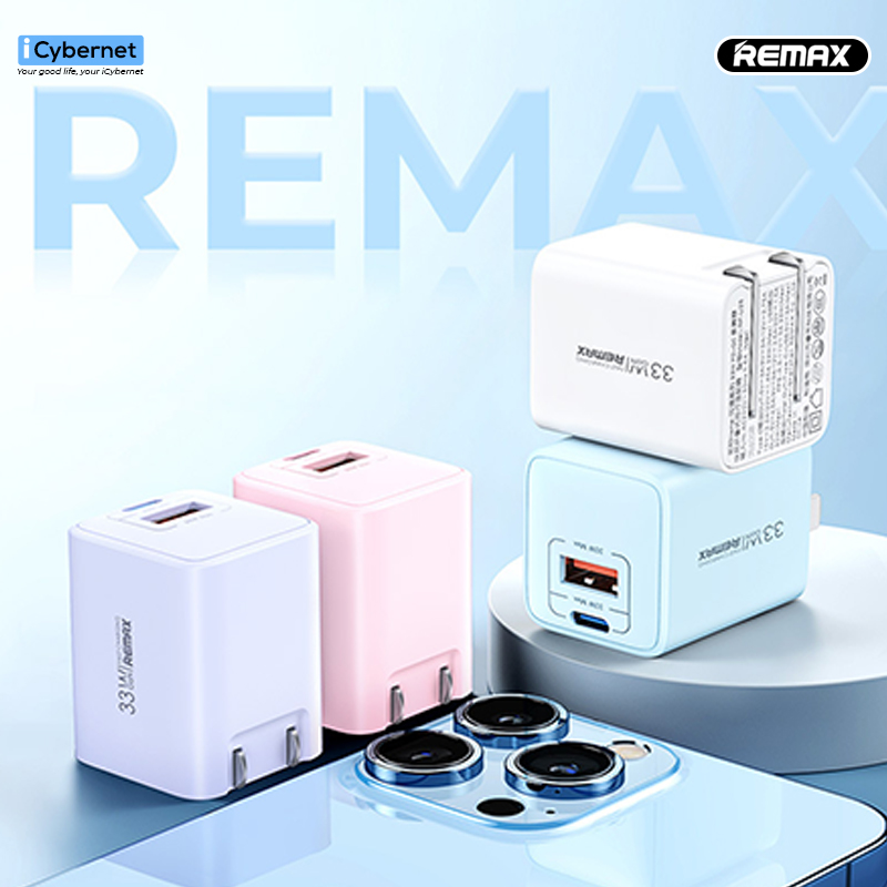 Mua Củ sạc nhanh GaN công suất 33W Remax RP-U25 chuẩn kép PD + QC 3.0 -  Hàng chính hãng - Blue tại iCybernet Official Store | Tiki