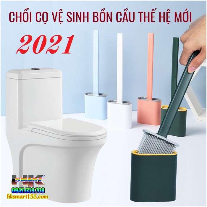 Chổi Cọ Nhà Vệ Sinh, Cây Cọ Toilet Bồn Cầu Bằng SiliCon Kiểu Mới Có Giá Đựng Dán Tường- Sạch Sẽ, Tiện Dụng