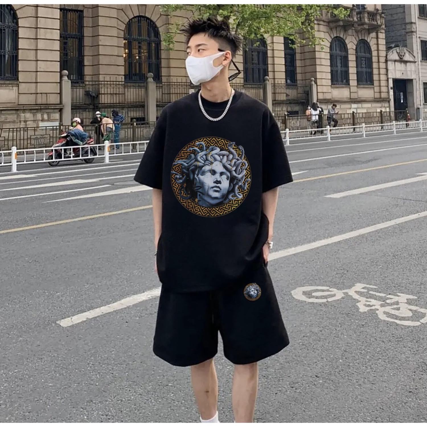 Bộ Quần Áo Thun Nam Nữ Thiết Kế MEDUSA Chất Liệu Cottom Cao Cấp Form Rộng Tay Lỡ Phong Cách Trẻ Trung Năng Động Cá Tính Unisex