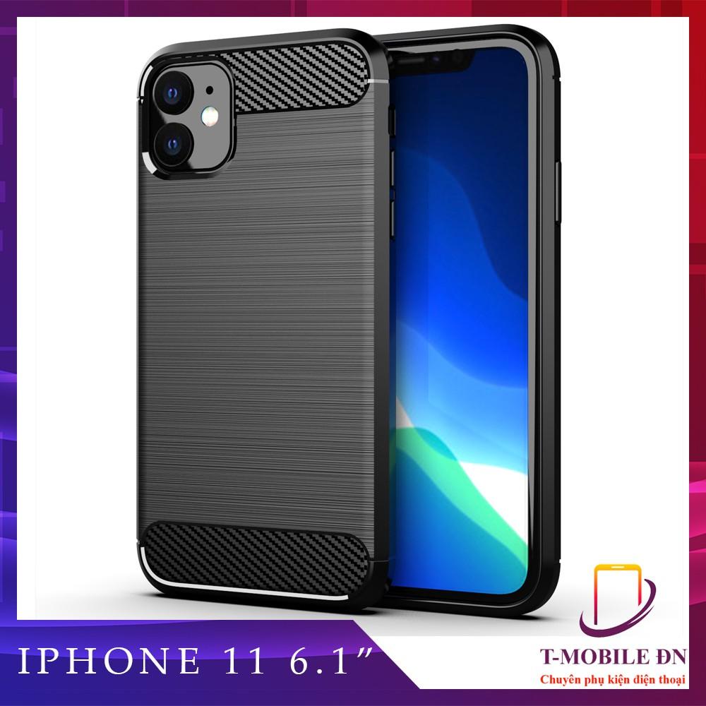 Ốp lưng cho iPhone 11 Pro Max dẻo Carbon phay xước chống sốc chống vân tay