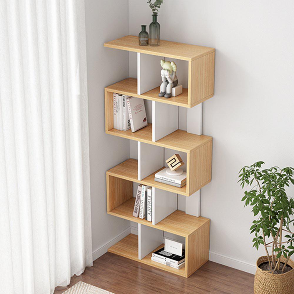 KỆ GỖ CHỮ S - KỆ GÓC NGŨ GIÁC 2 MÀU