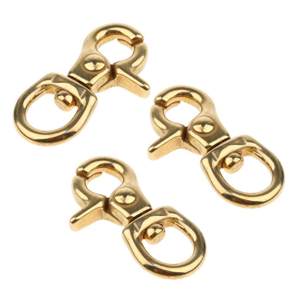 3x Solid Brass Lobster Clasps Bag Clip Swivel Hooks Bags Key Chains Findings