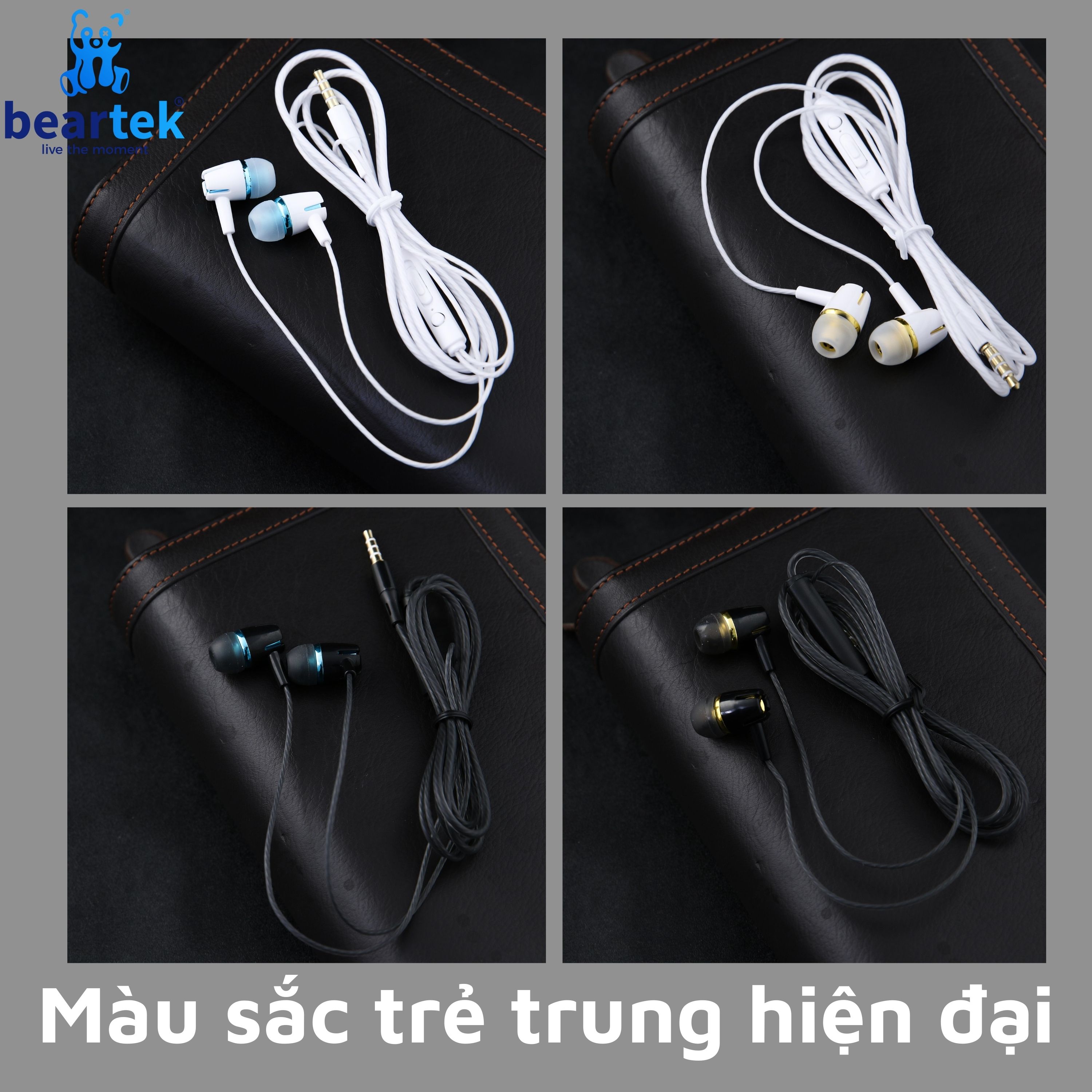 Tai nghe có dây BEARTEK 002 – Thiết kế nhựa bọc dây đeo cực bền,chống rối, chống đứt - Giắc cắm 3.5mm tích hợp micro chất lượng dành cho điện thoại / máy tính / laptop / PC – TAIDAY0002 – Hàng nhập khẩu