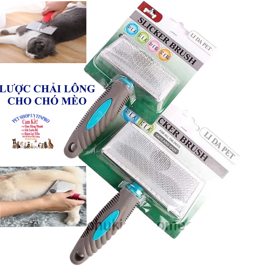 Lược chải lông Chó Mèo SLICKER BRUSH Cán nhựa dẻo chắc chắn 12cm Giúp Làm mượt lông, tơi lông thú cưng