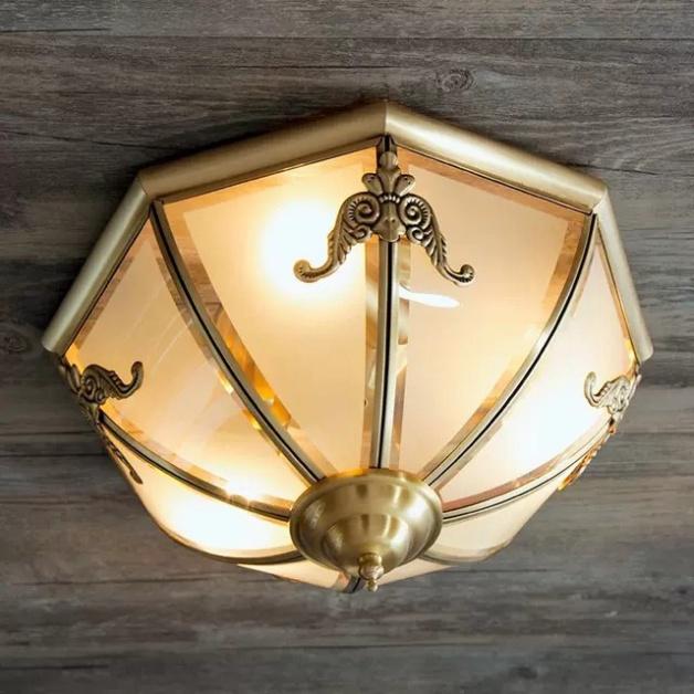 Đèn ốp trần đồng thuần chất phi 400mm: AS-C7009 khuyến mại bóng led; Đèn trần sảnh, đèn cầu thang DT