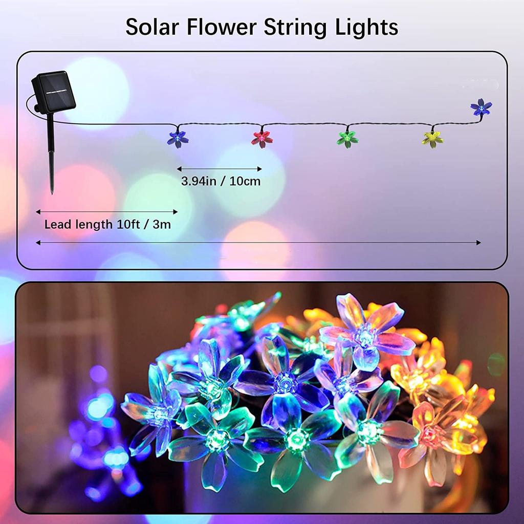 Dây Đèn Led Năng Lượng Mặt Trời Chống Thấm Nước Hình Hoa Anh Đào Trang Trí Sân Vườn/Nhà Cửa/Giáng Sinh