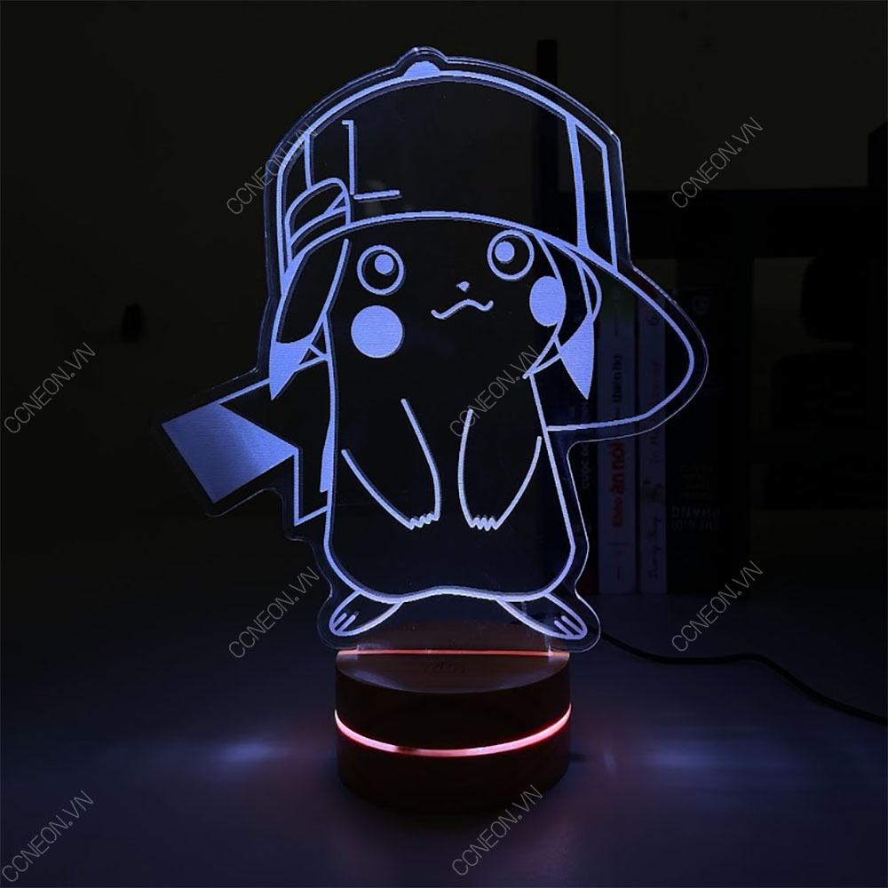 Đèn Led 3D Pikachu - Đèn Led 16 Màu Hình Nhân Vật Hoạt Hình, Đèn Ngủ Led 3d, Cảm Ứng , Điều Khiển Từ Xa