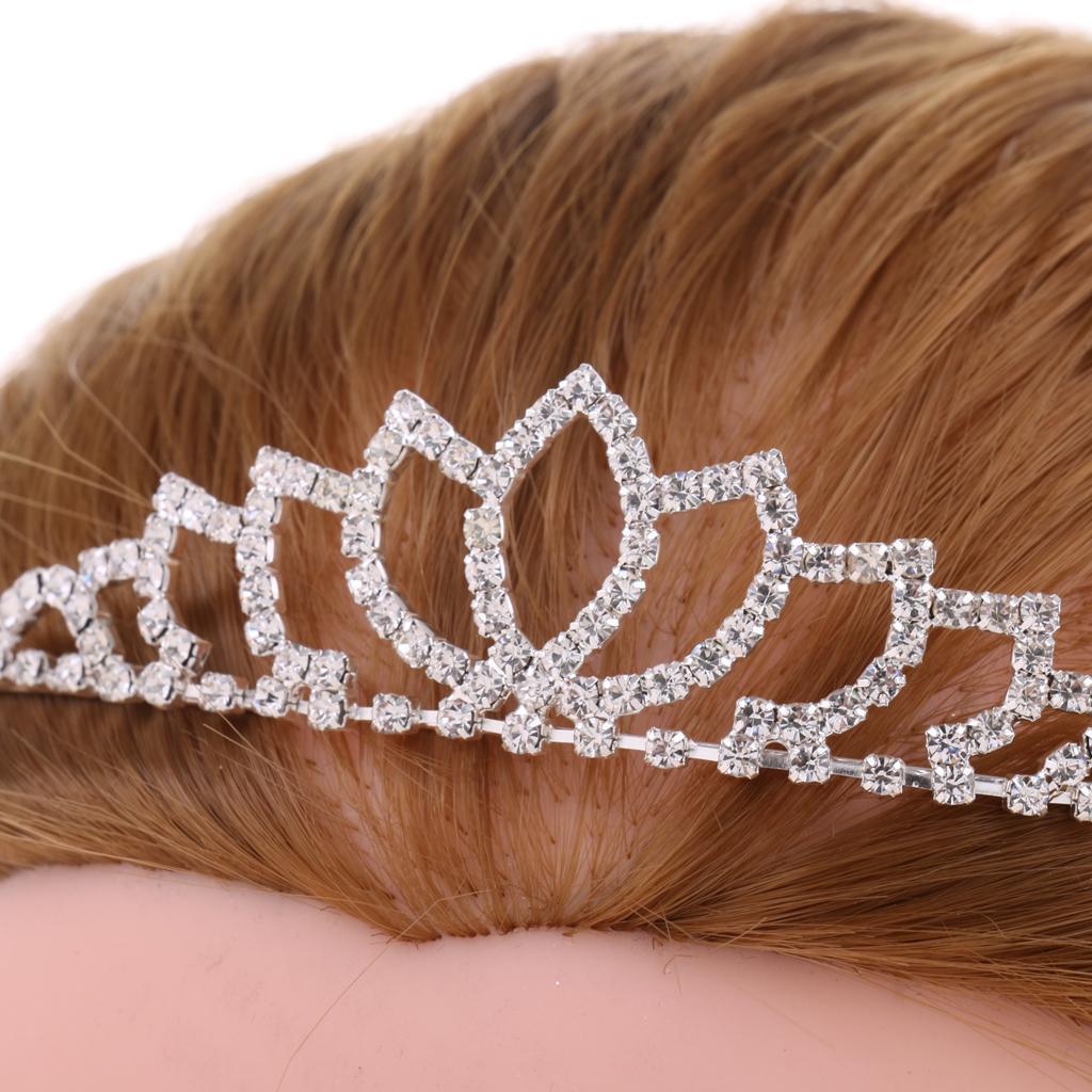 Queen Bridal Crystal Flower Headband Tiara Wedding Hair Jewelry Costume