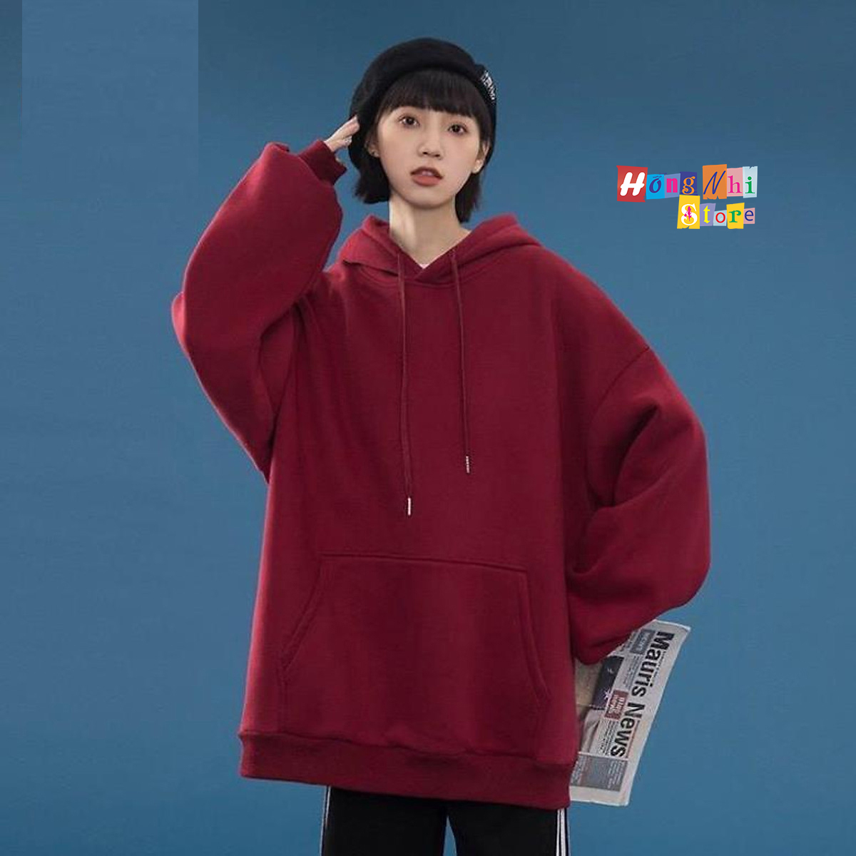 Áo Khoác Hoodie Trơn Ulzzang Unisex Màu Đỏ Đất Chất Nỉ Bông Cao Cấp Dáng Rộng Nam Nữ - MM