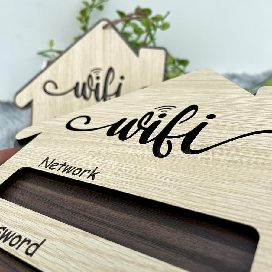 Bảng ghi mật khẩu wifi bằng gỗ trang trí decor phong cách mới lạ cho quán, homestay, nhà hàng